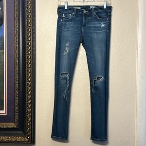 AG Adriano Goldschmied The Legging Super Skinny Ankle Destroyed Denim Jeans 26